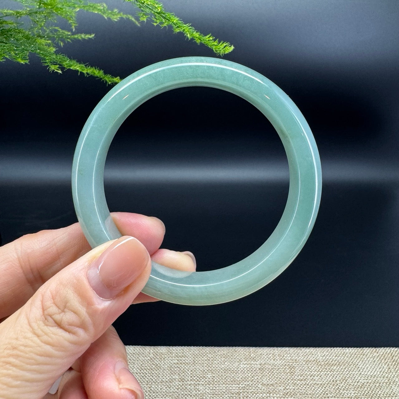 Genuine Burmese Icy Matcha Green Jade Jadeite Bangle Bracelet ( 57.4mm )