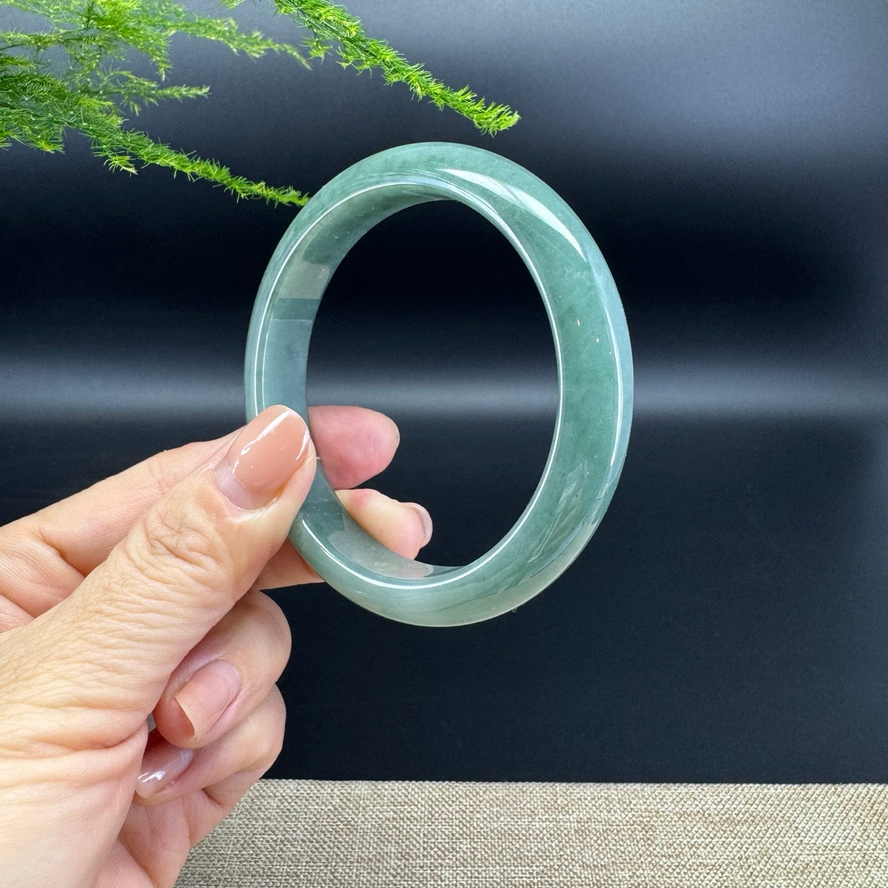 Genuine Burmese Green Jade Jadeite Bangle Bracelet (57.9mm)