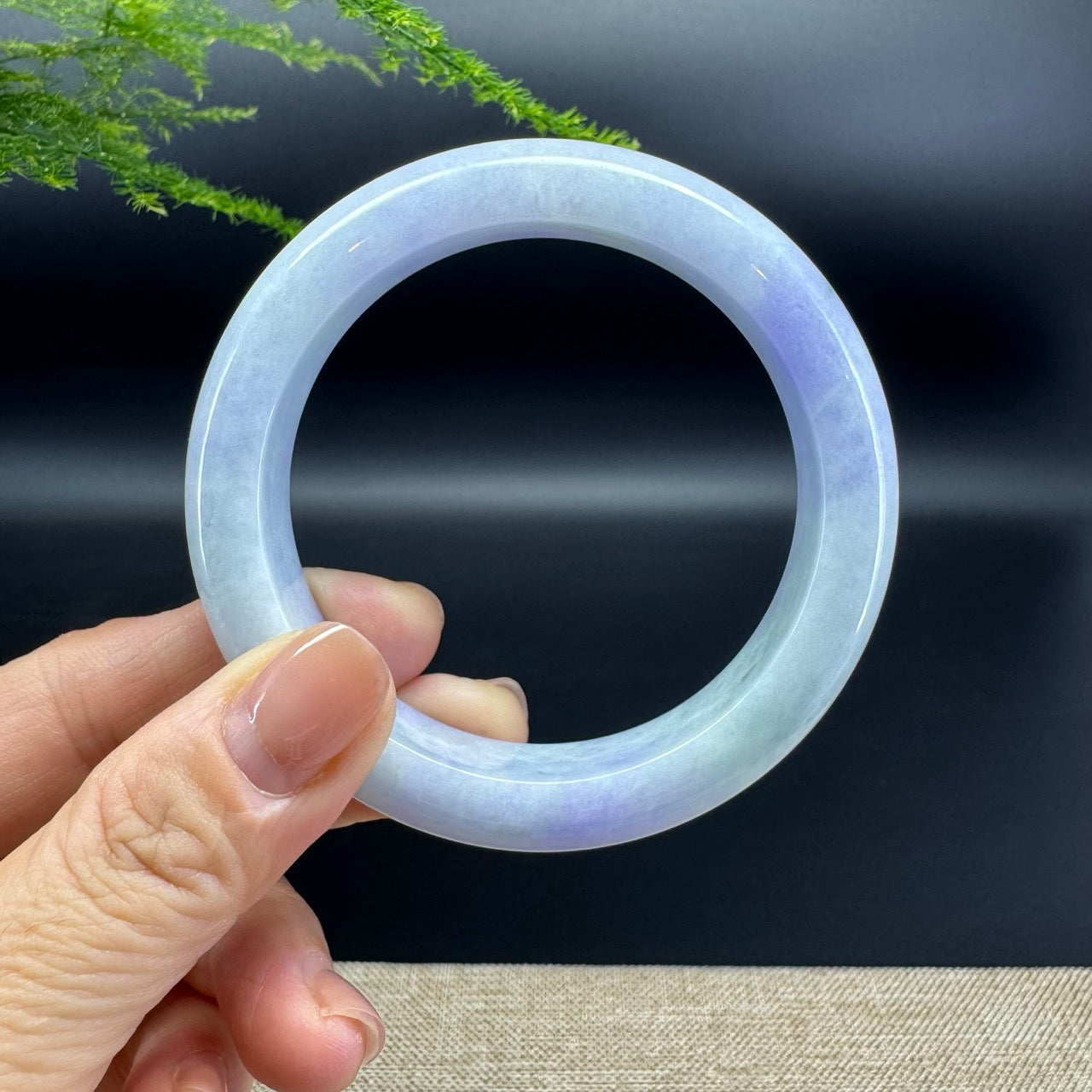 Genuine Burmese Lavender Green Jade Jadeite Bangle Bracelet (57.9mm)