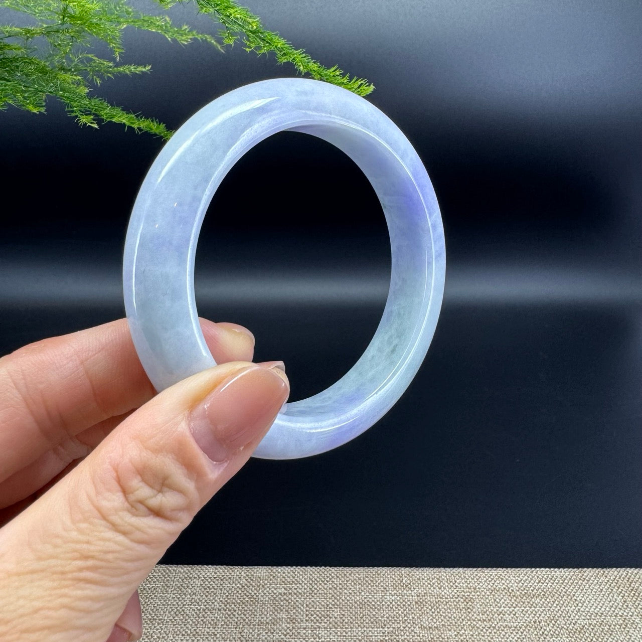 Genuine Burmese Lavender Green Jade Jadeite Bangle Bracelet (57.9mm)