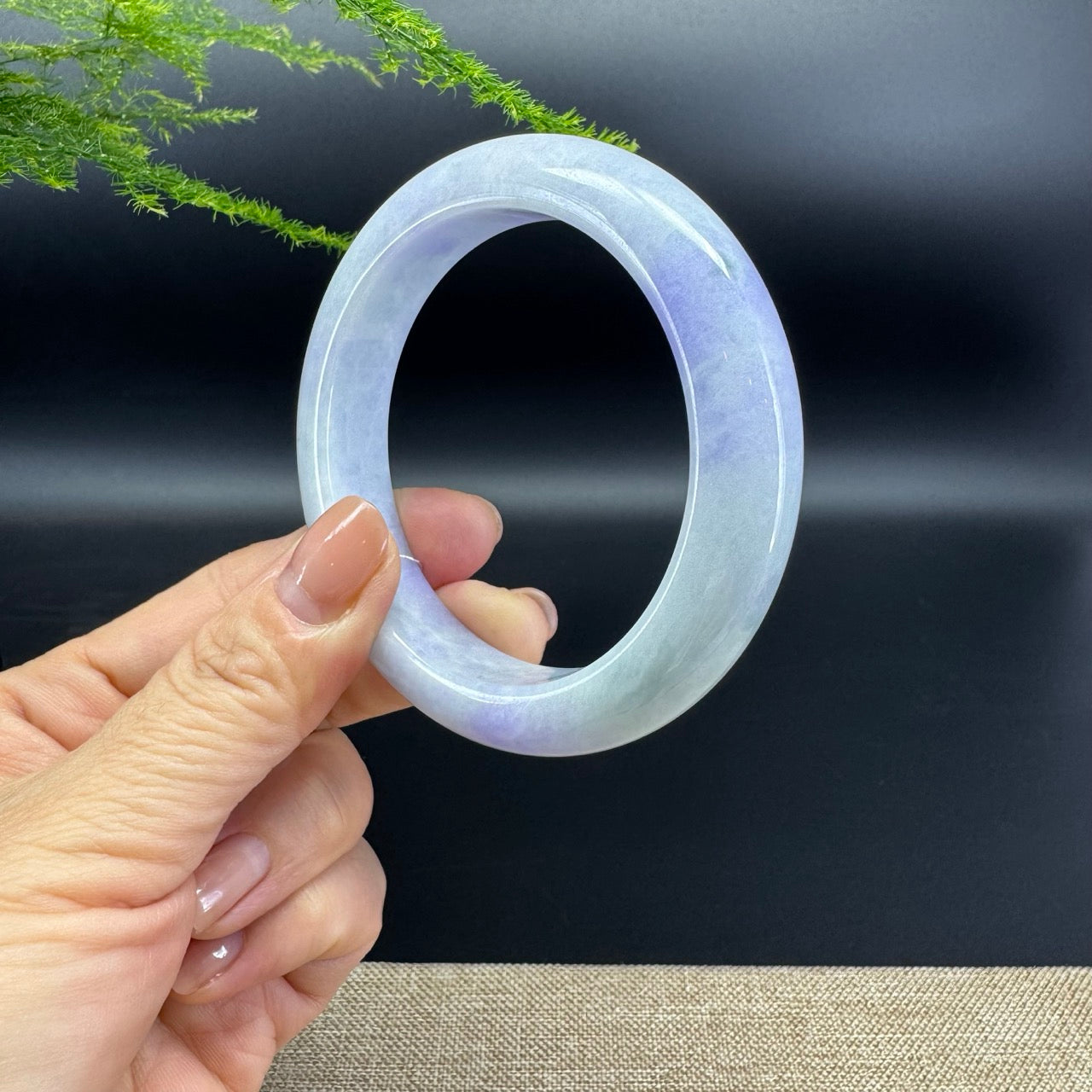 Genuine Burmese Lavender Green Jade Jadeite Bangle Bracelet (57.9mm)