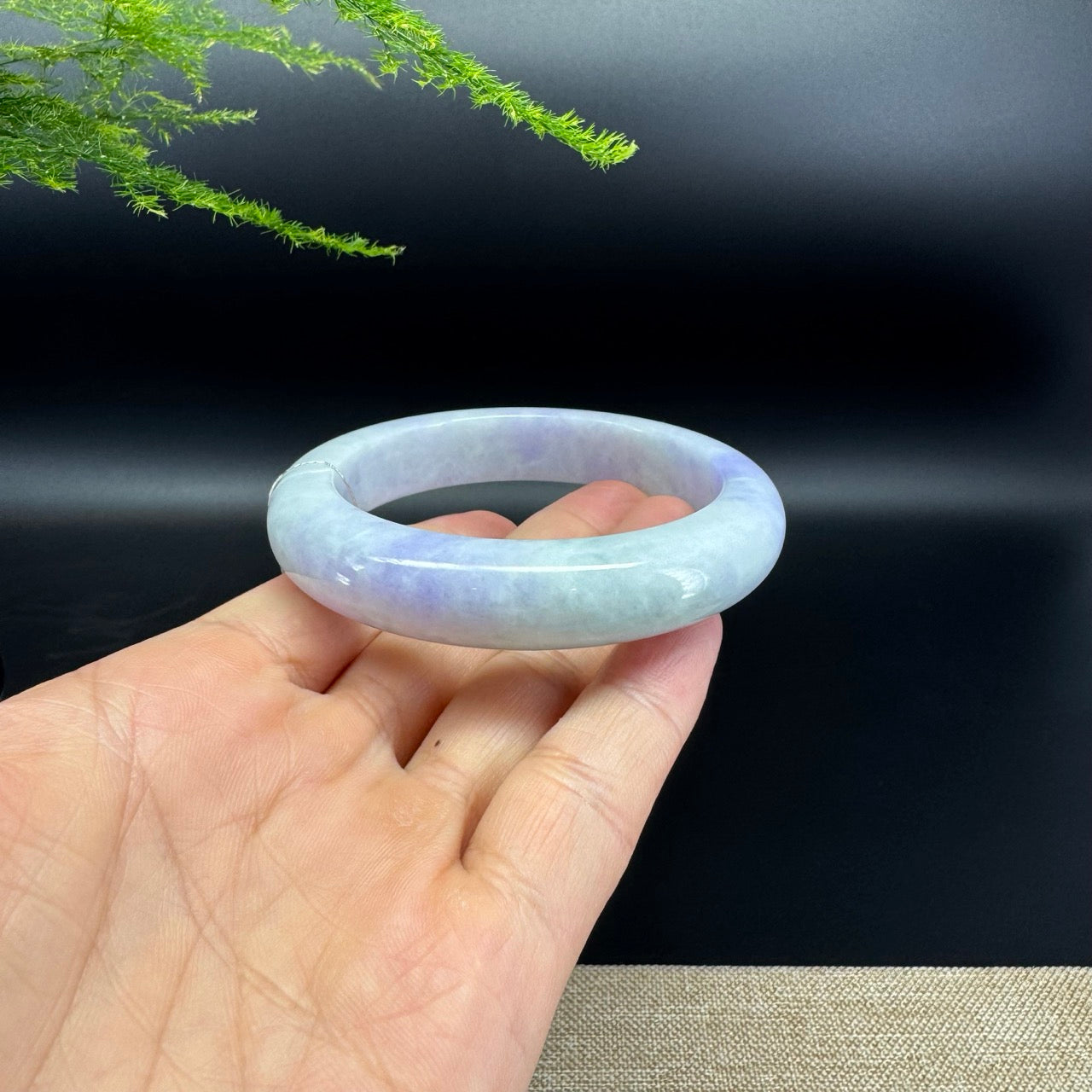 Genuine Burmese Lavender Green Jade Jadeite Bangle Bracelet (57.9mm)