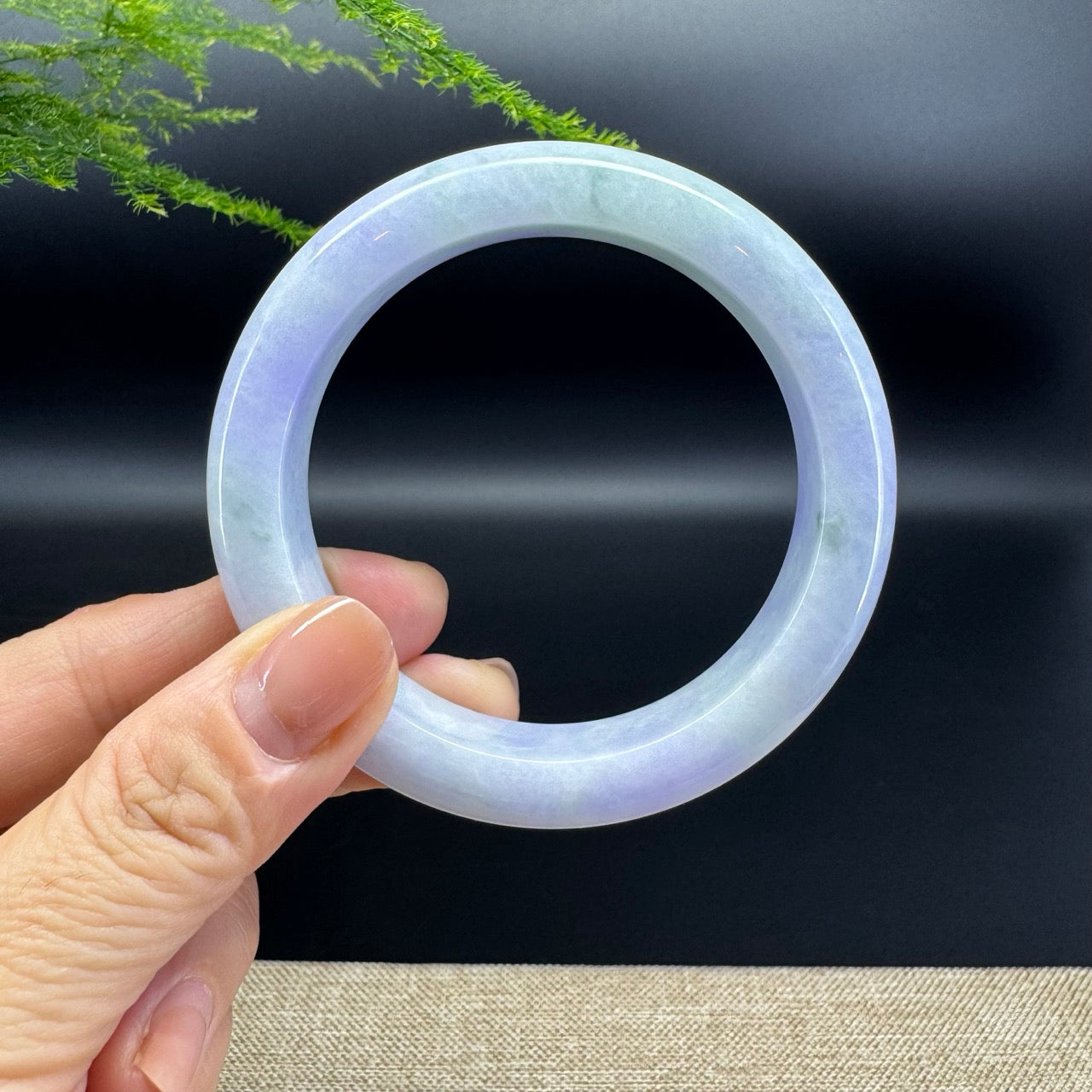 Genuine Burmese Lavender Green Jade Jadeite Bangle Bracelet (57.9mm)