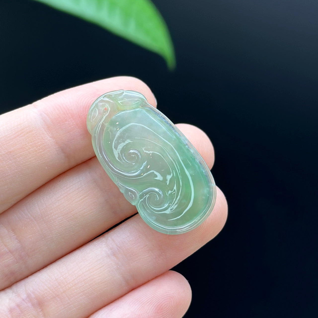 Genuine Ice Green Jadeite Jade Ru Yi Pendant Necklace