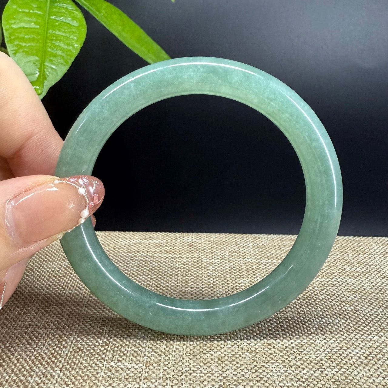 Genuine Burmese Green Jade Jadeite Bangle Bracelet (54.4mm)