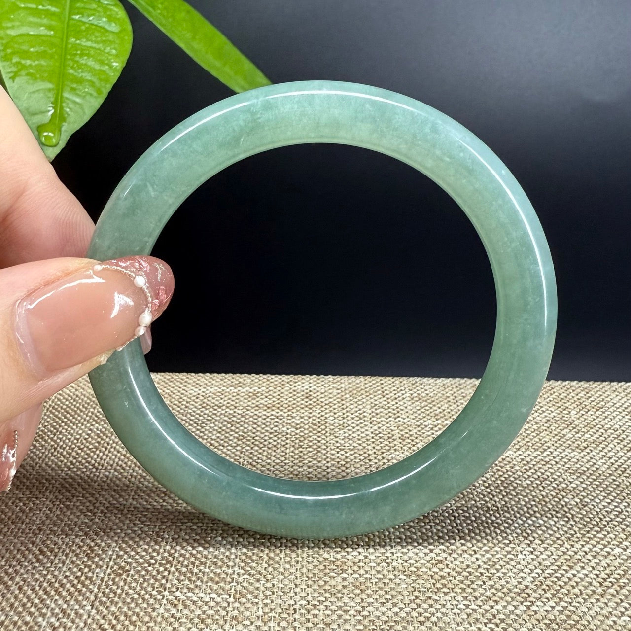 Genuine Burmese Green Jade Jadeite Bangle Bracelet (54.4mm)