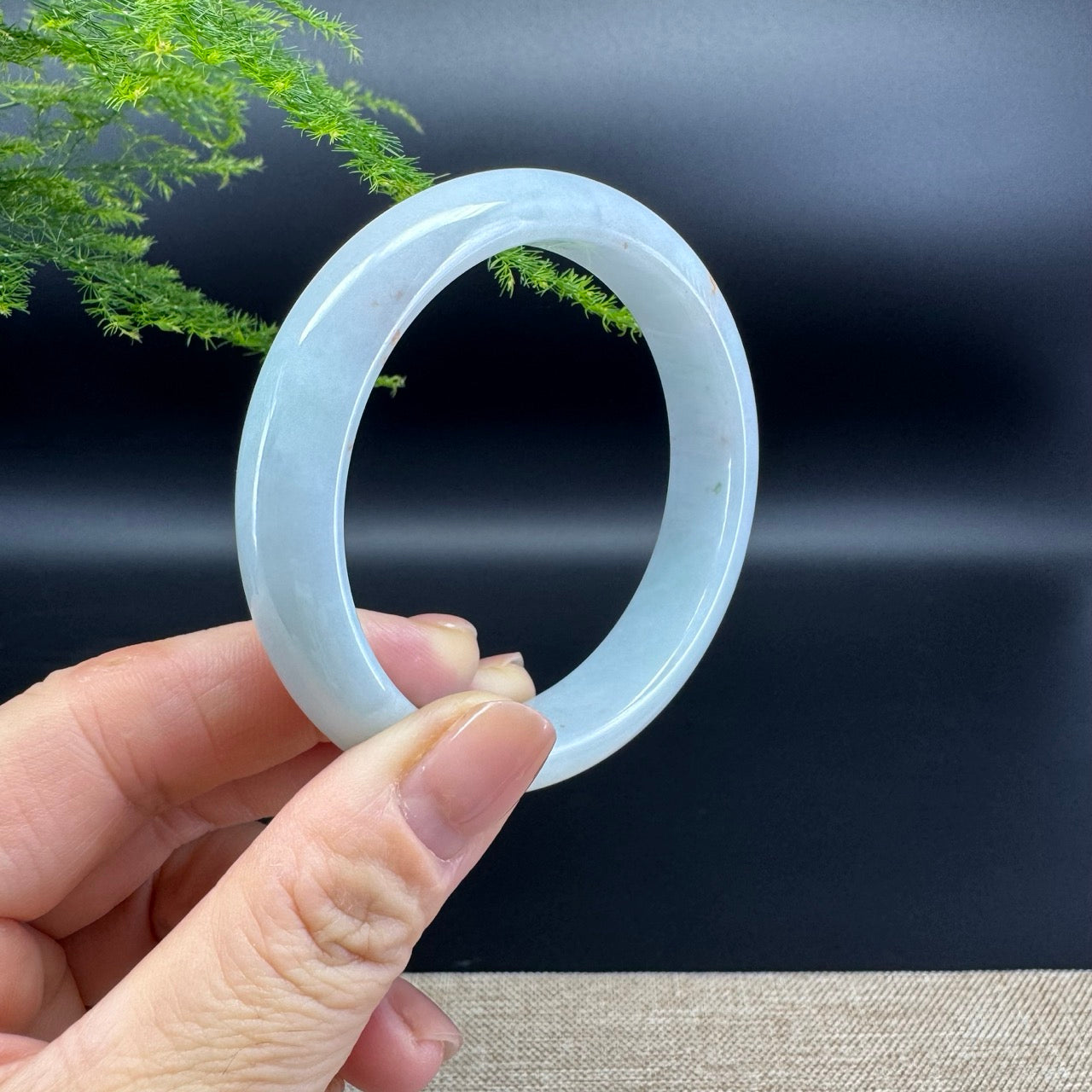 Genuine Burmese Icy Green Jade Jadeite Bangle Bracelet ( 57.3mm )