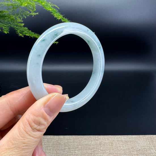 Genuine Burmese Icy Oil Green Jade Jadeite Bangle Bracelet (57.7mm)