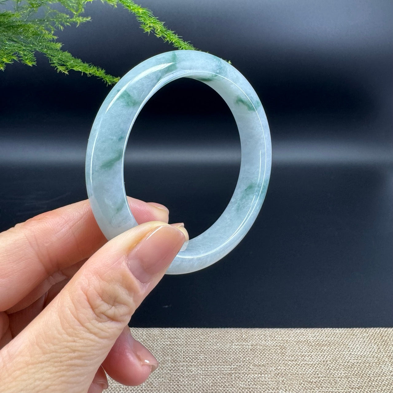 Genuine Burmese Icy Green Jade Jadeite Bangle Bracelet (57.6mm)