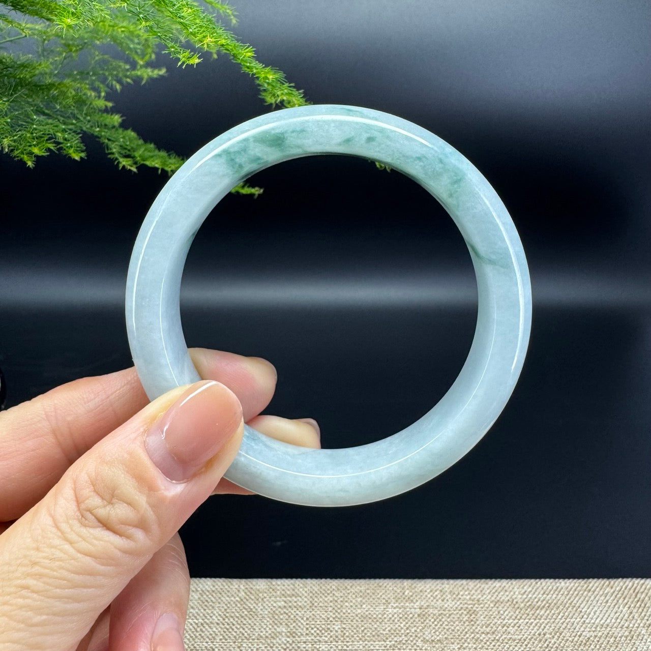 Genuine Burmese Icy Green Jade Jadeite Bangle Bracelet (57.6mm)
