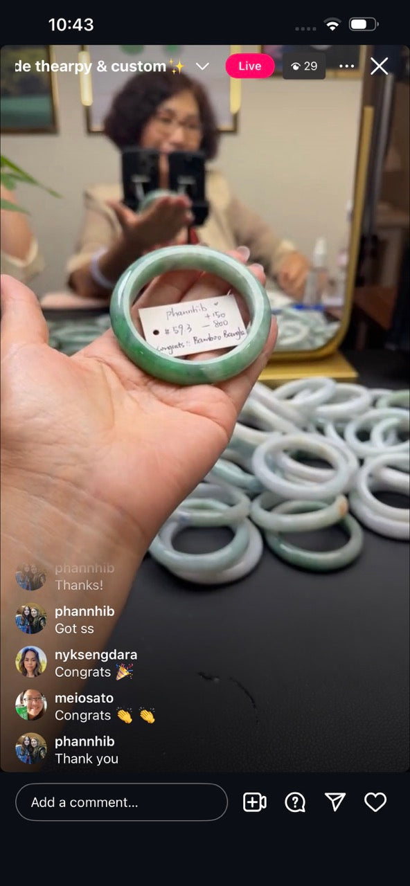 "Live" Natural Green Flower Jadeite Jade Bangle(05/17/26)