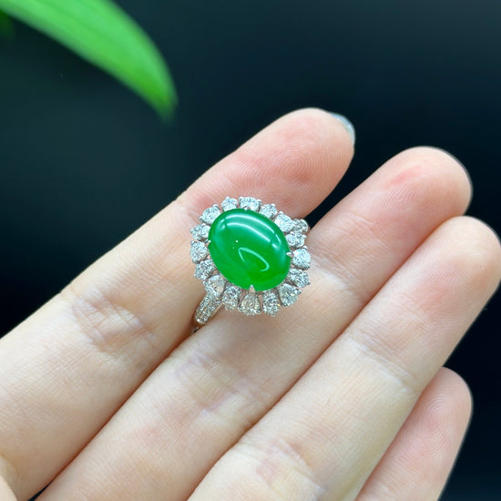 Vintage Style Natural Jade Ring in Sterling Silver – shine of diamond