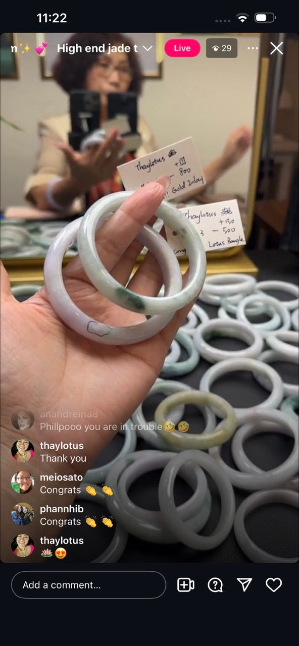 "Live" Natural Light Lavender Jadeite Jade Bangle(05/17/26)