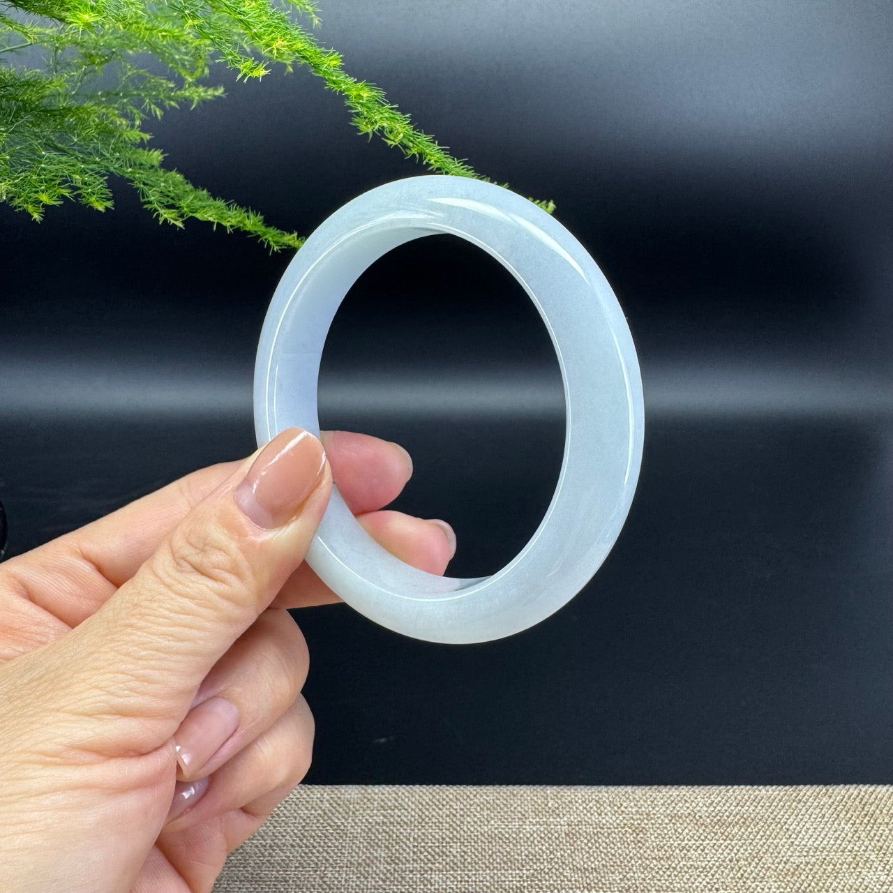 Genuine Burmese Lavender Green Jade Jadeite Bangle Bracelet ( 57.8mm )