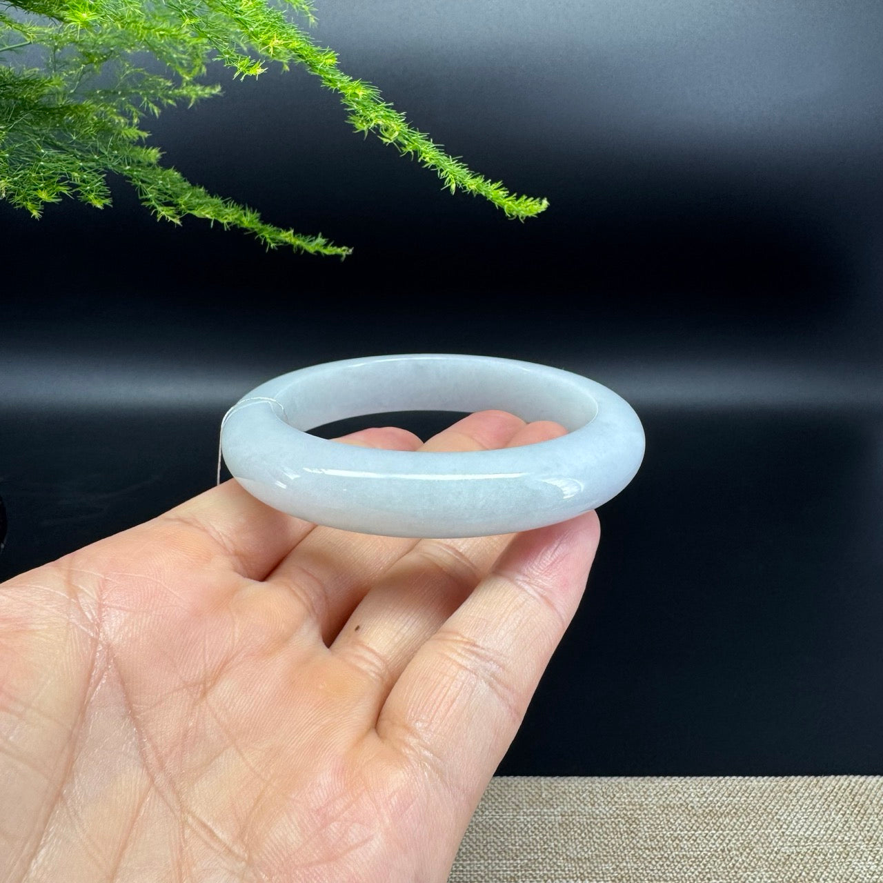 Genuine Burmese Lavender Green Jade Jadeite Bangle Bracelet ( 57.8mm )