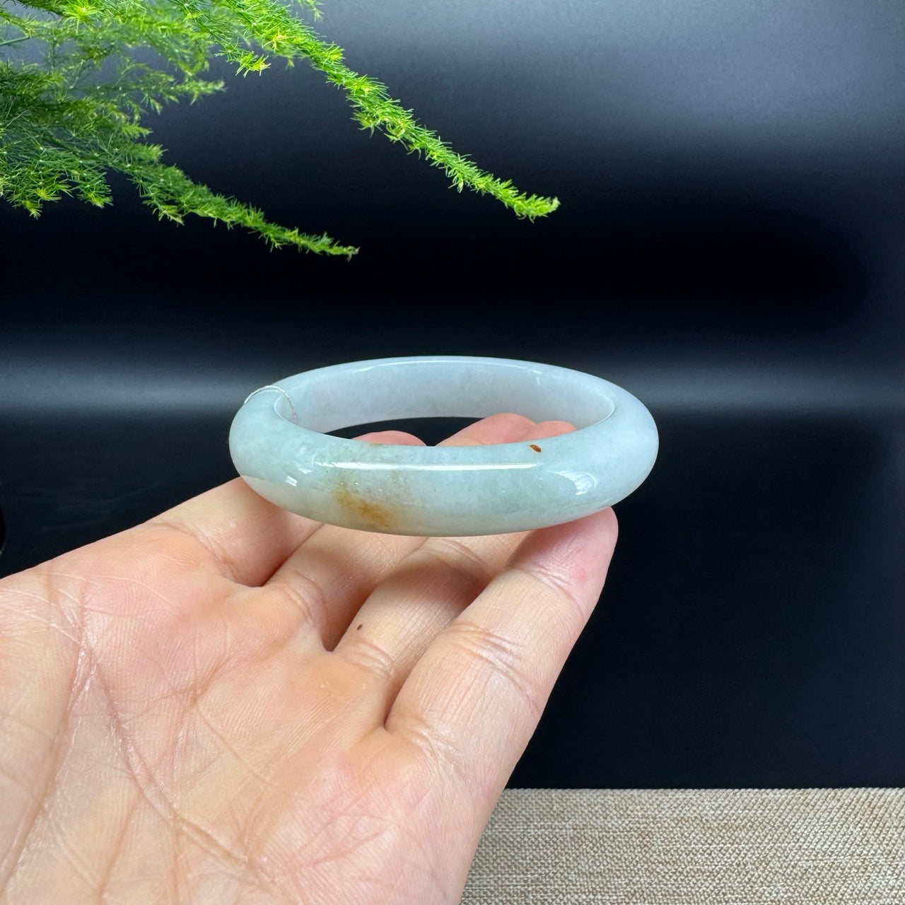 Genuine Burmese Icy Green Jade Jadeite Bangle Bracelet ( 57.2mm )