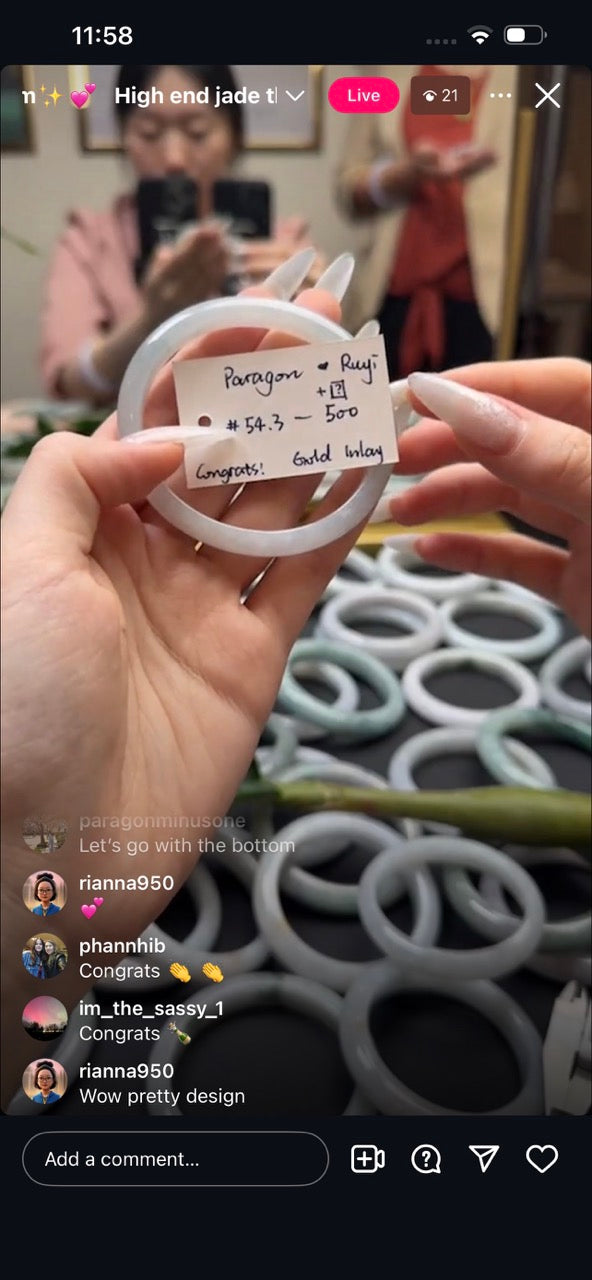 "Live" Natural Light Green Jadeite Jade Bangle(05/17/26)