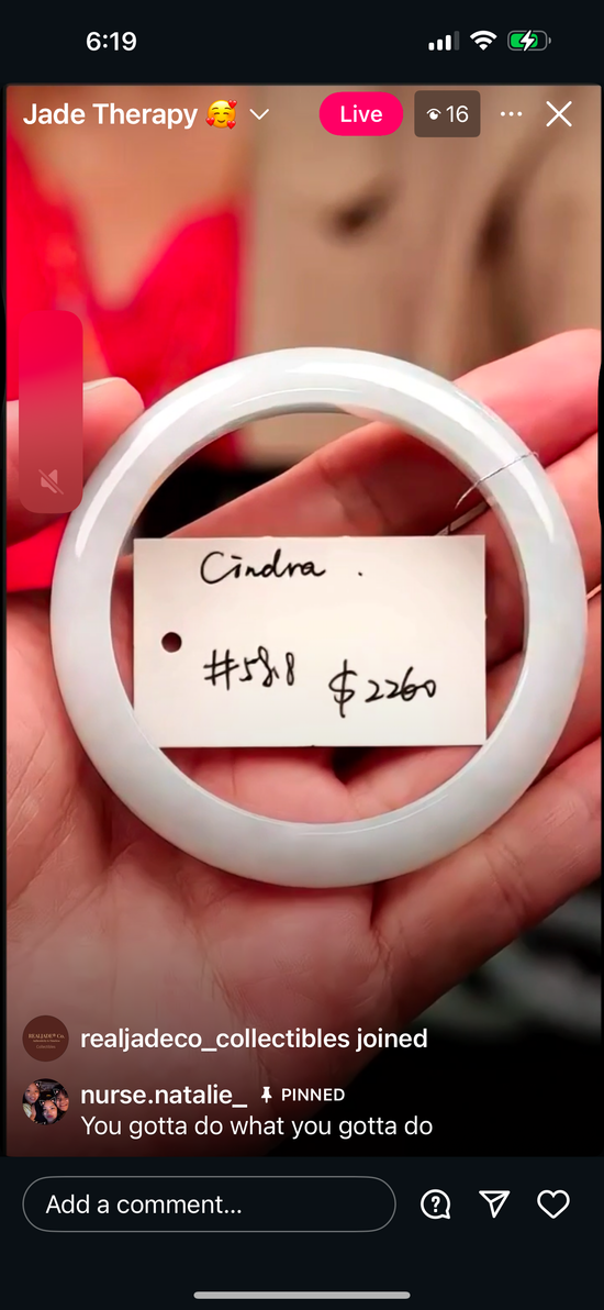 "Live" Natural Smooth Soft Moonlight Jadeite Jade Bangle" (09/04/25)