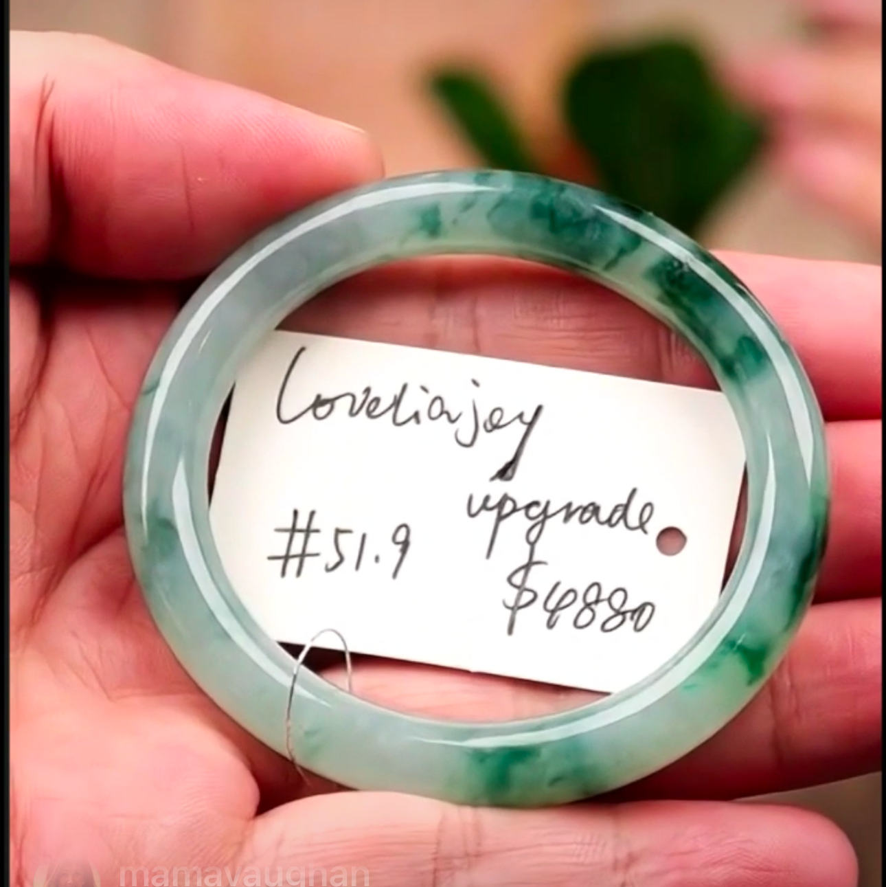 Live" Natural Icy Green Flower Jadeite Jade Traditional Round Oval Bangle" (09/10/25)