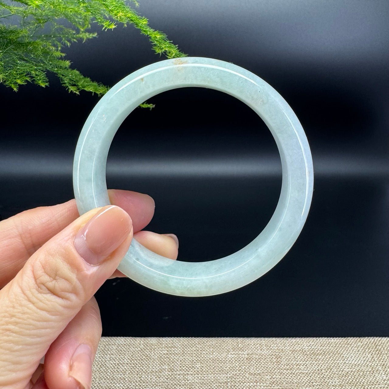 Genuine Burmese Icy Green Jade Jadeite Bangle Bracelet ( 57.2mm )