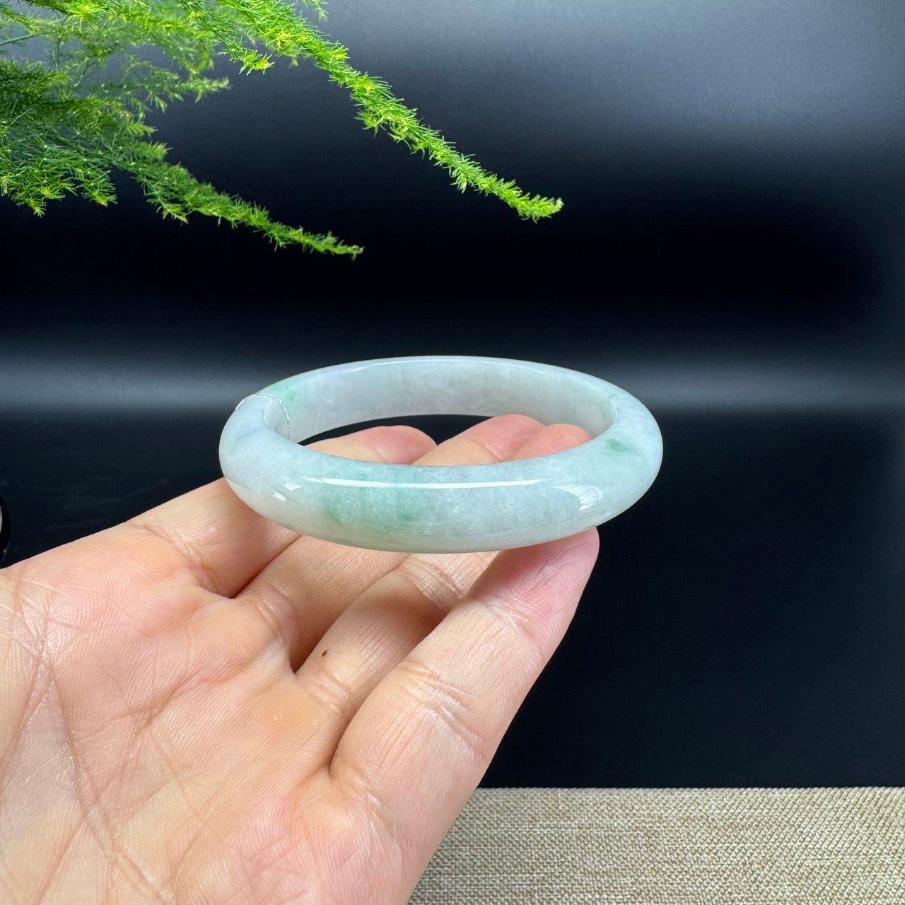 Genuine Burmese Icy Green Jade Jadeite Bangle Bracelet ( 57.3mm )
