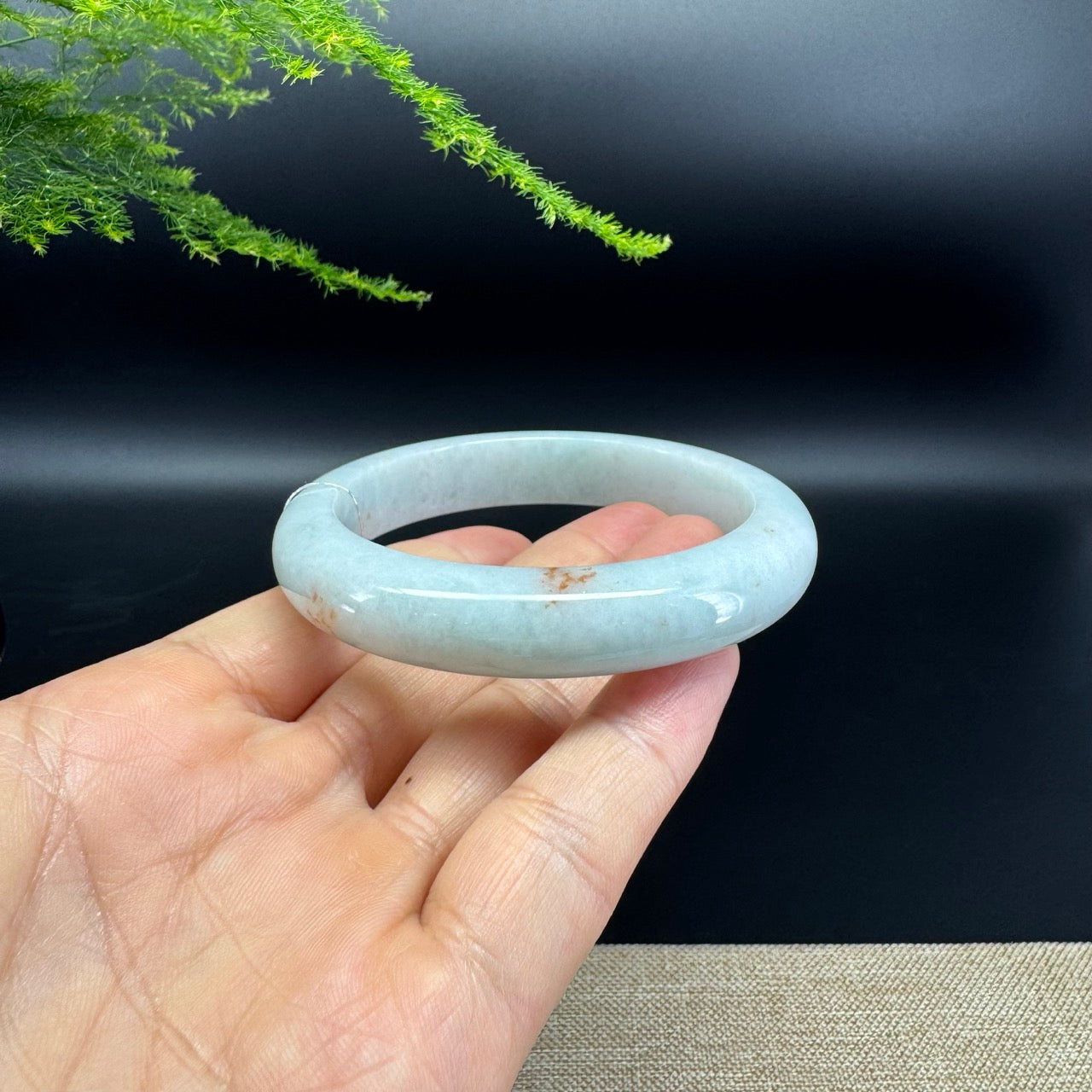 Genuine Burmese Icy Green Jade Jadeite Bangle Bracelet ( 57.2mm )