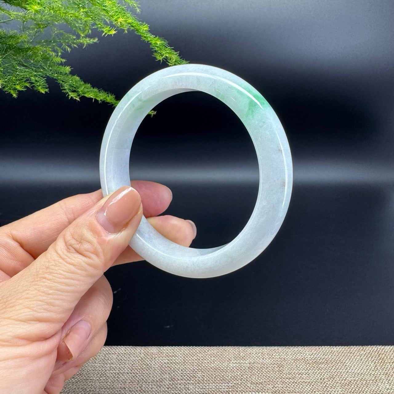 Genuine Burmese Icy Green Jade Jadeite Bangle Bracelet ( 57.5mm )