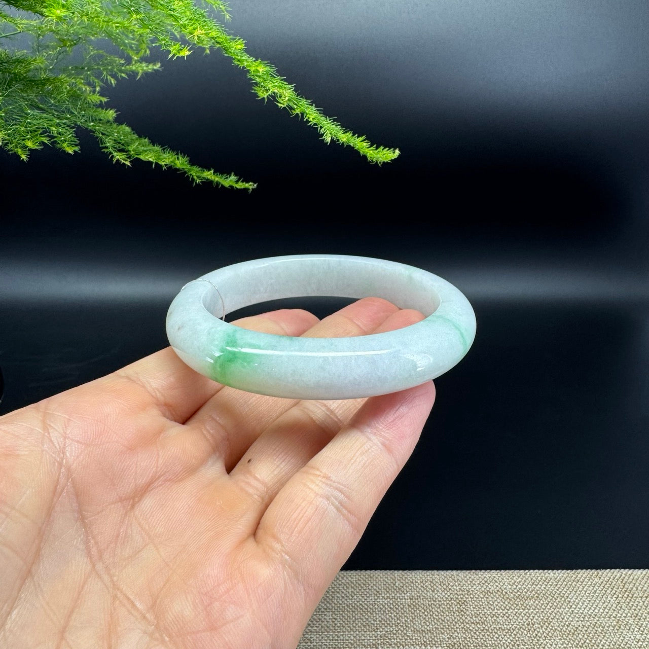 Genuine Burmese Icy Green Jade Jadeite Bangle Bracelet ( 57.5mm )