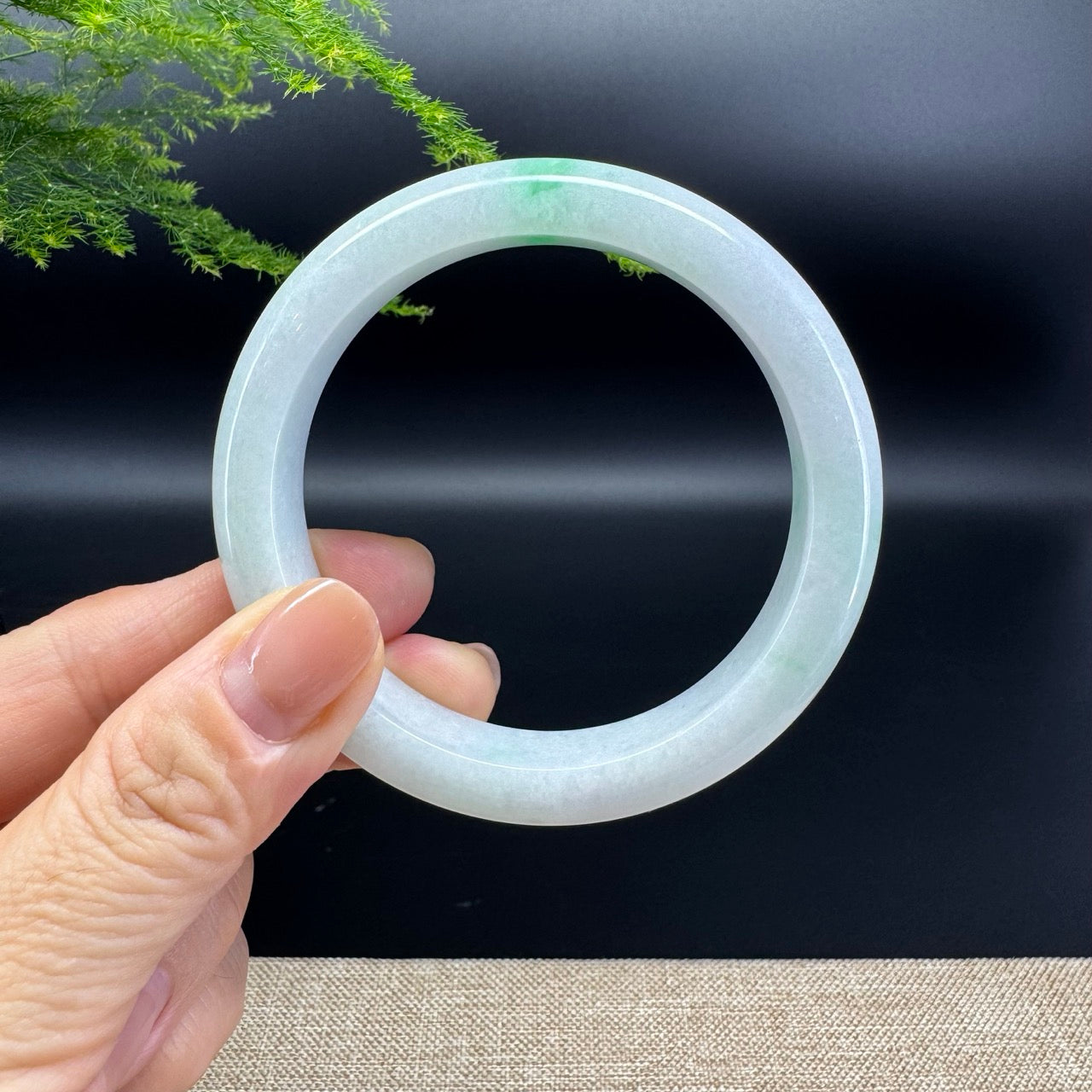 Genuine Burmese Icy Green Jade Jadeite Bangle Bracelet ( 57.5mm )