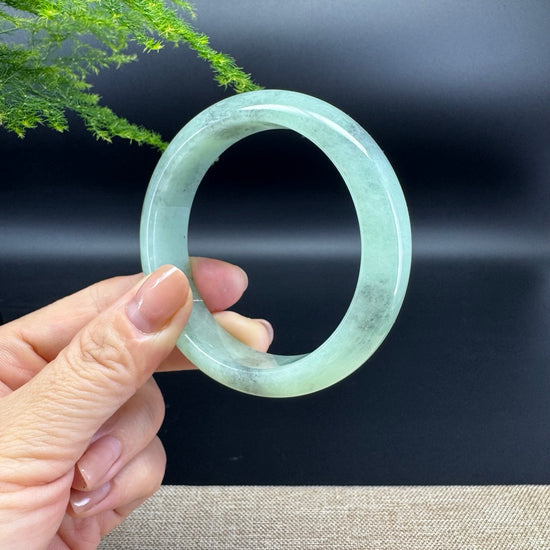 Genuine Burmese black Green Jade Jadeite Bangle Bracelet (57.6mm)