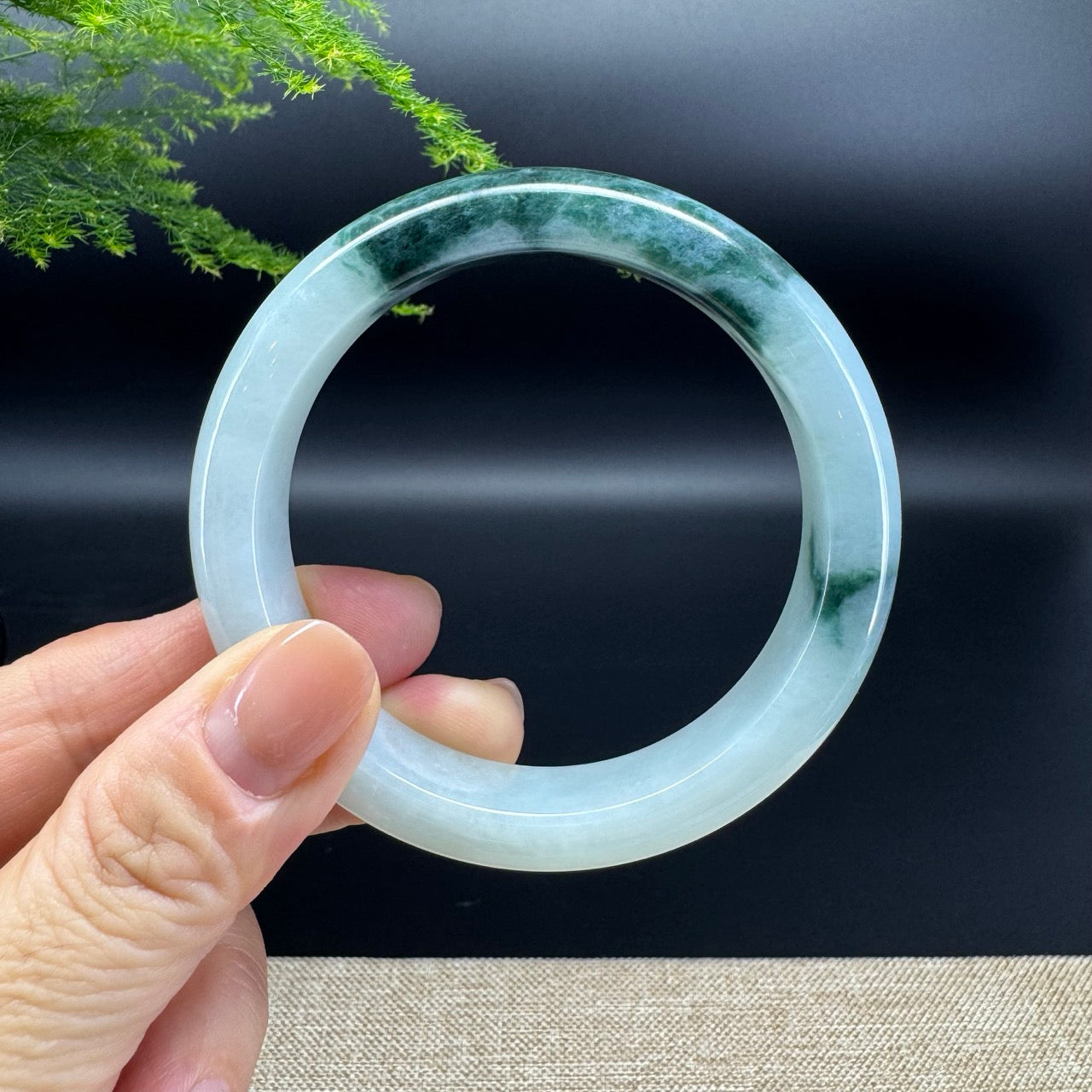 Genuine Burmese Blue Green Jade Jadeite Bangle Bracelet ( 57mm )