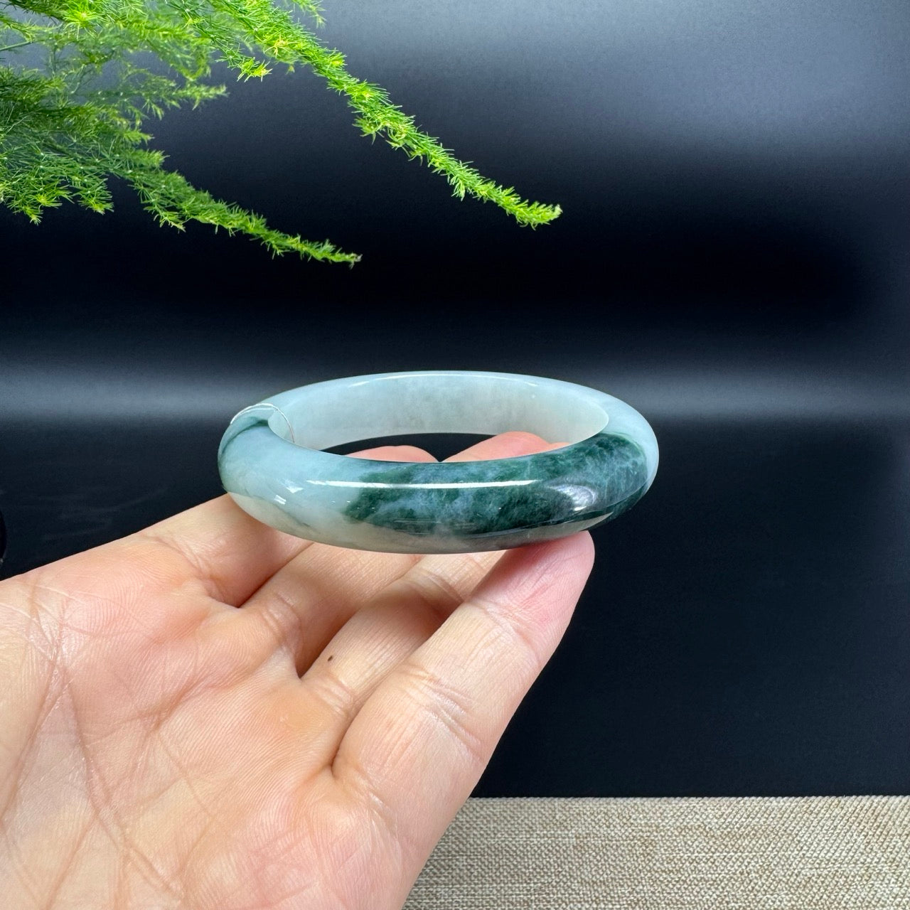Genuine Burmese Blue Green Jade Jadeite Bangle Bracelet ( 57mm )