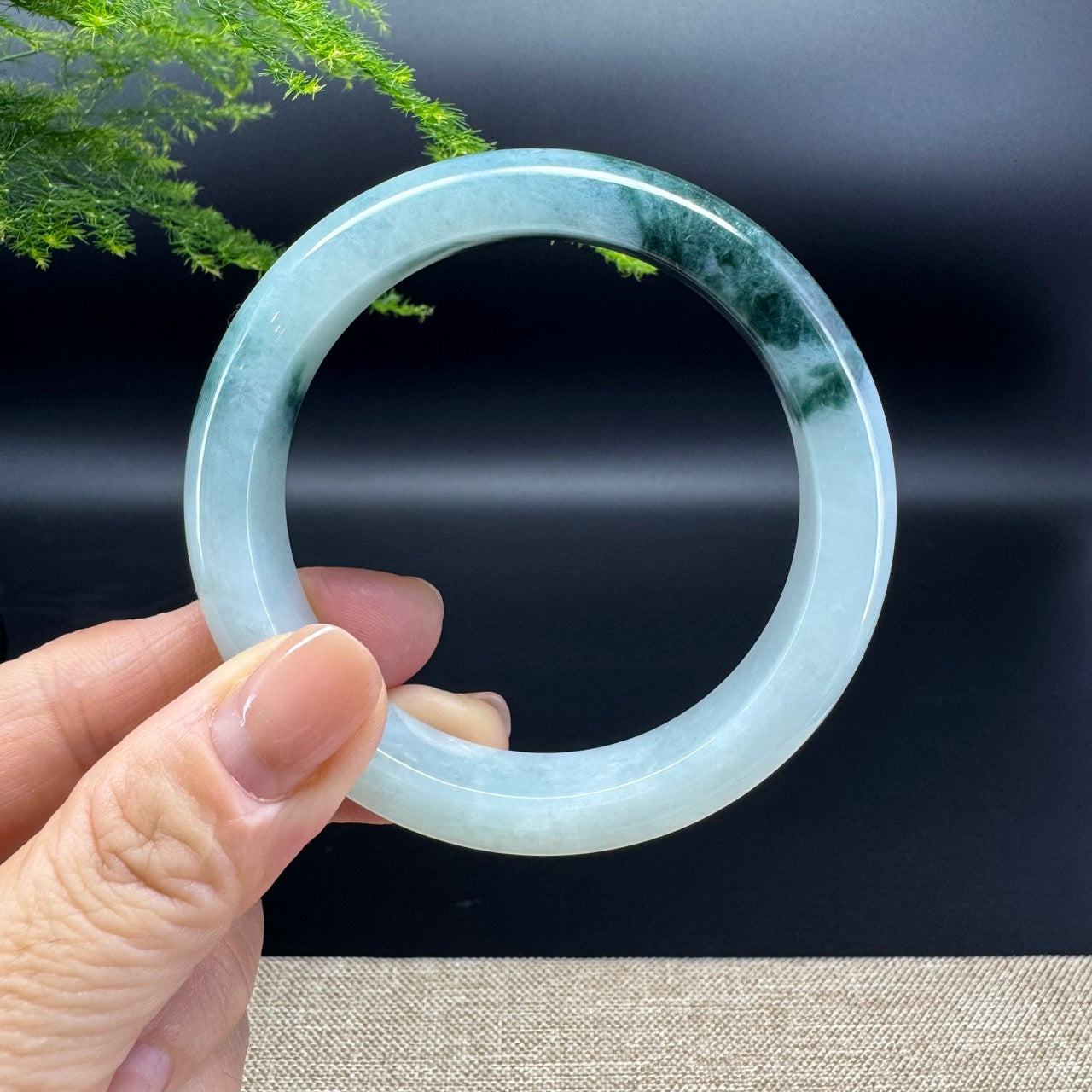 Genuine Burmese Blue Green Jade Jadeite Bangle Bracelet ( 57mm )