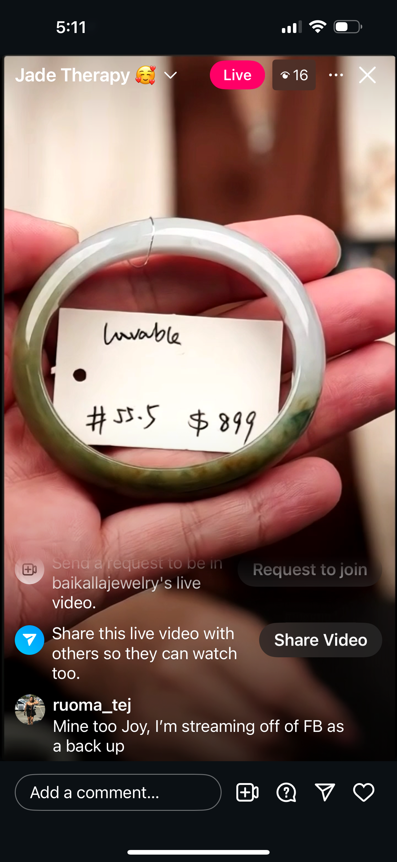 "Live" Natural Half & Half Greenish Yellow Jadeite Jade Oval Bangle (09/11/25)