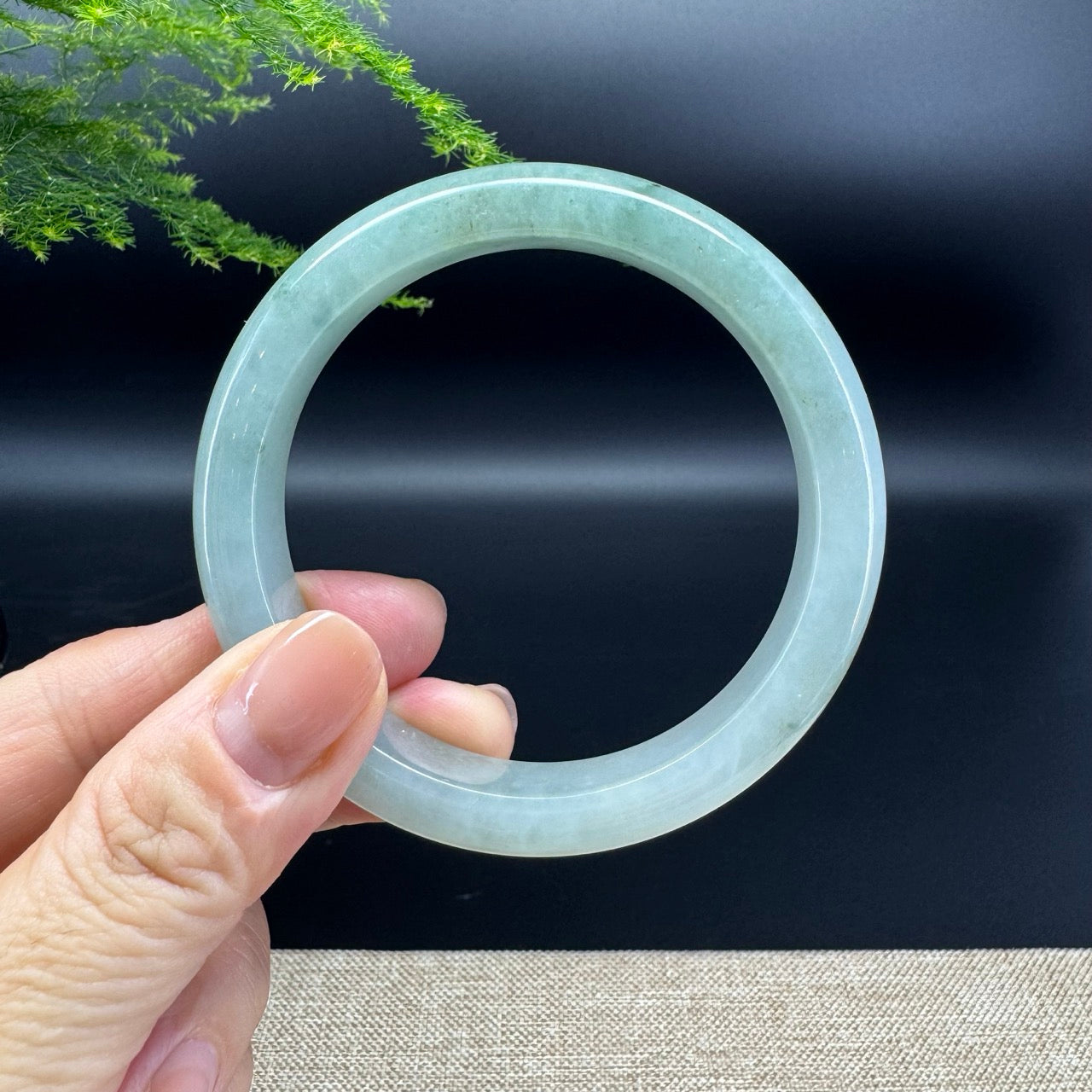 Genuine Burmese Icy Green Jade Jadeite Bangle Bracelet ( 57.5mm )