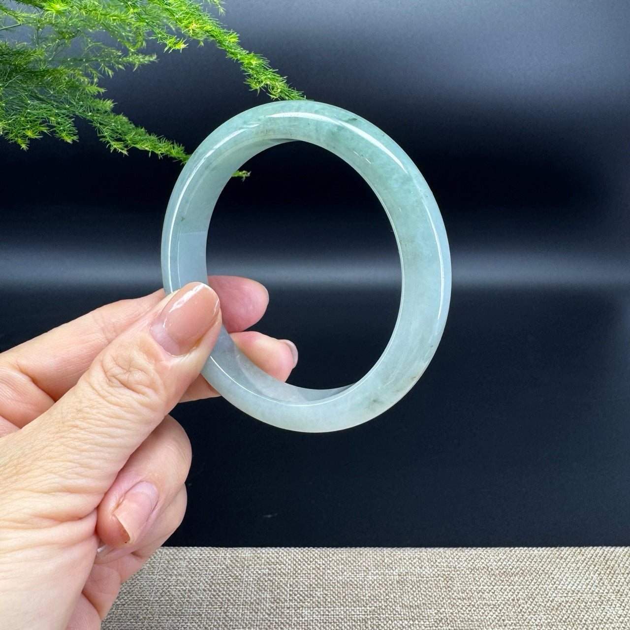 Genuine Burmese Icy Green Jade Jadeite Bangle Bracelet ( 57.5mm )