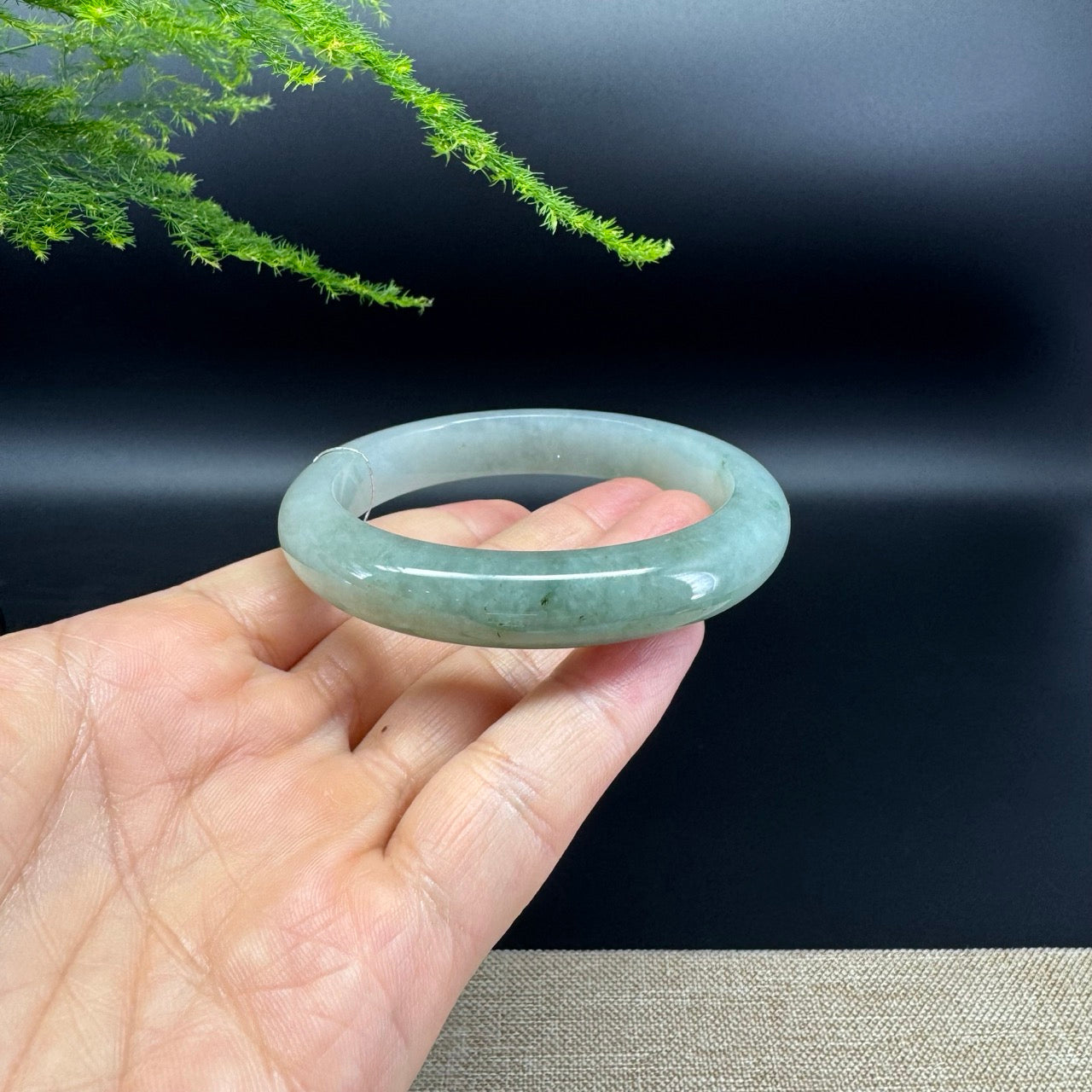 Genuine Burmese Icy Green Jade Jadeite Bangle Bracelet ( 57.5mm )