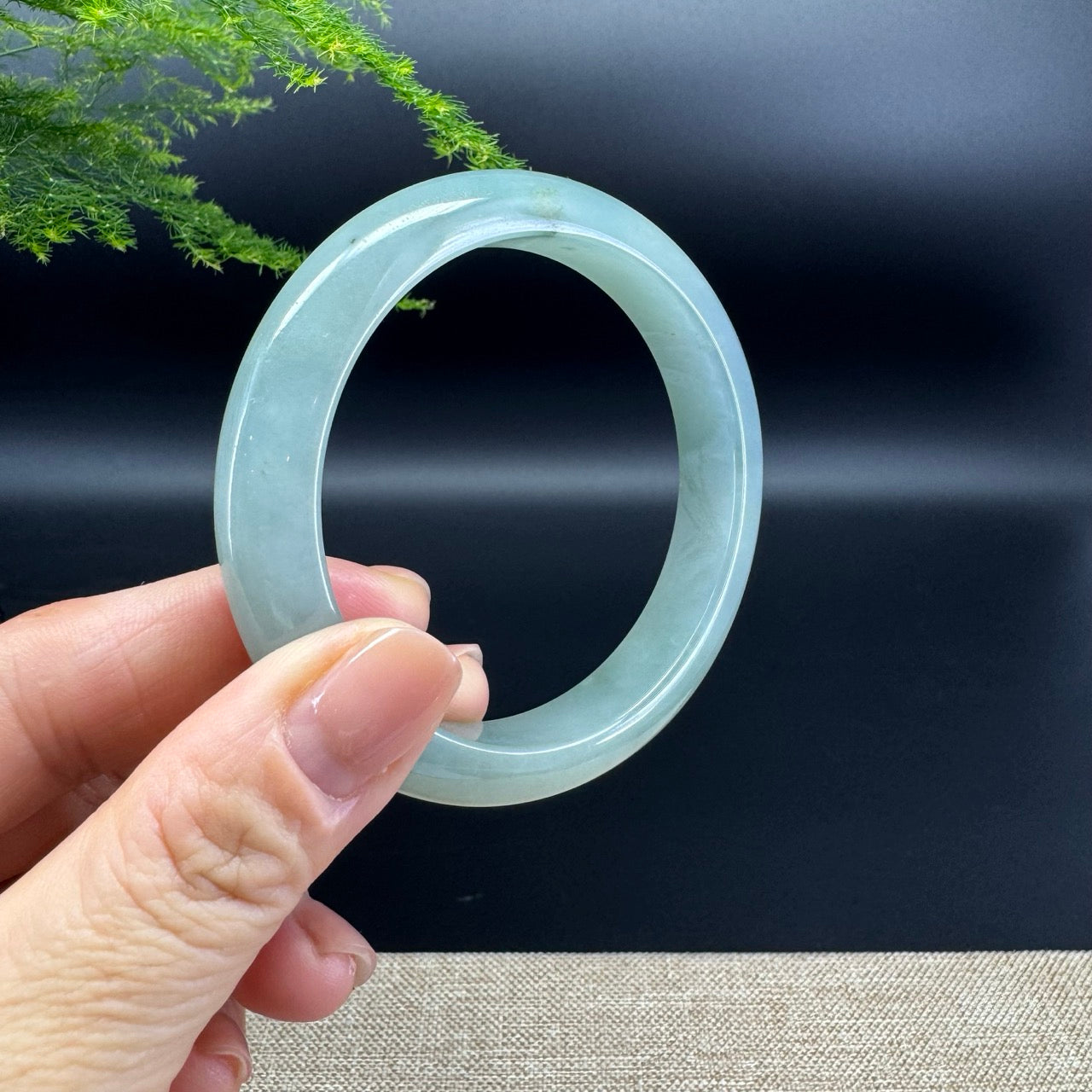 Genuine Burmese Icy Green Jade Jadeite Bangle Bracelet ( 57.4mm )