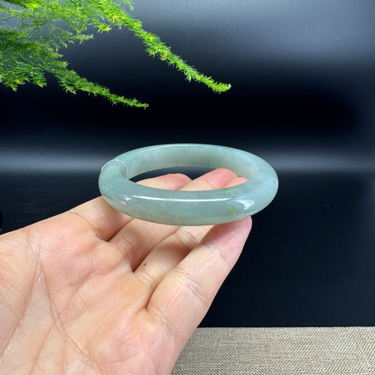 Genuine Burmese Icy Green Jade Jadeite Bangle Bracelet ( 57.4mm )