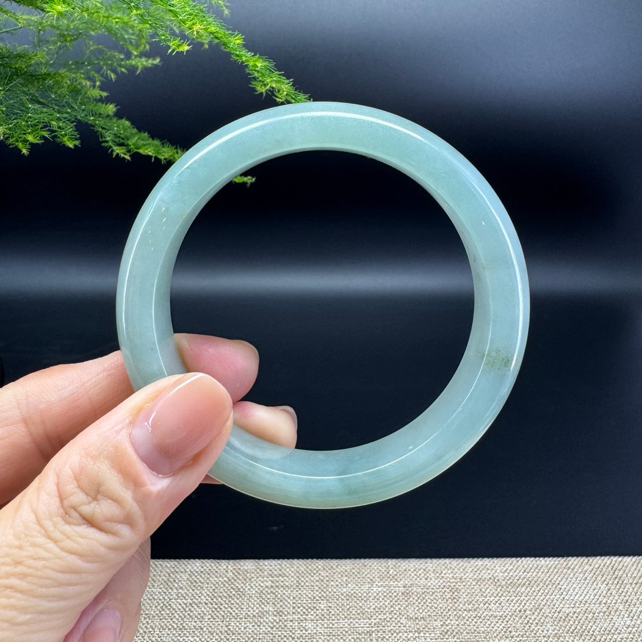 Genuine Burmese Icy Green Jade Jadeite Bangle Bracelet ( 57.4mm )