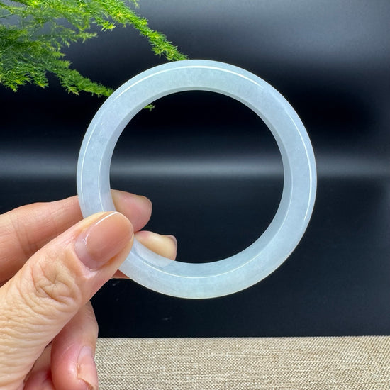 Genuine Burmese Lavender Green Jade Jadeite Bangle Bracelet ( 57.4mm )