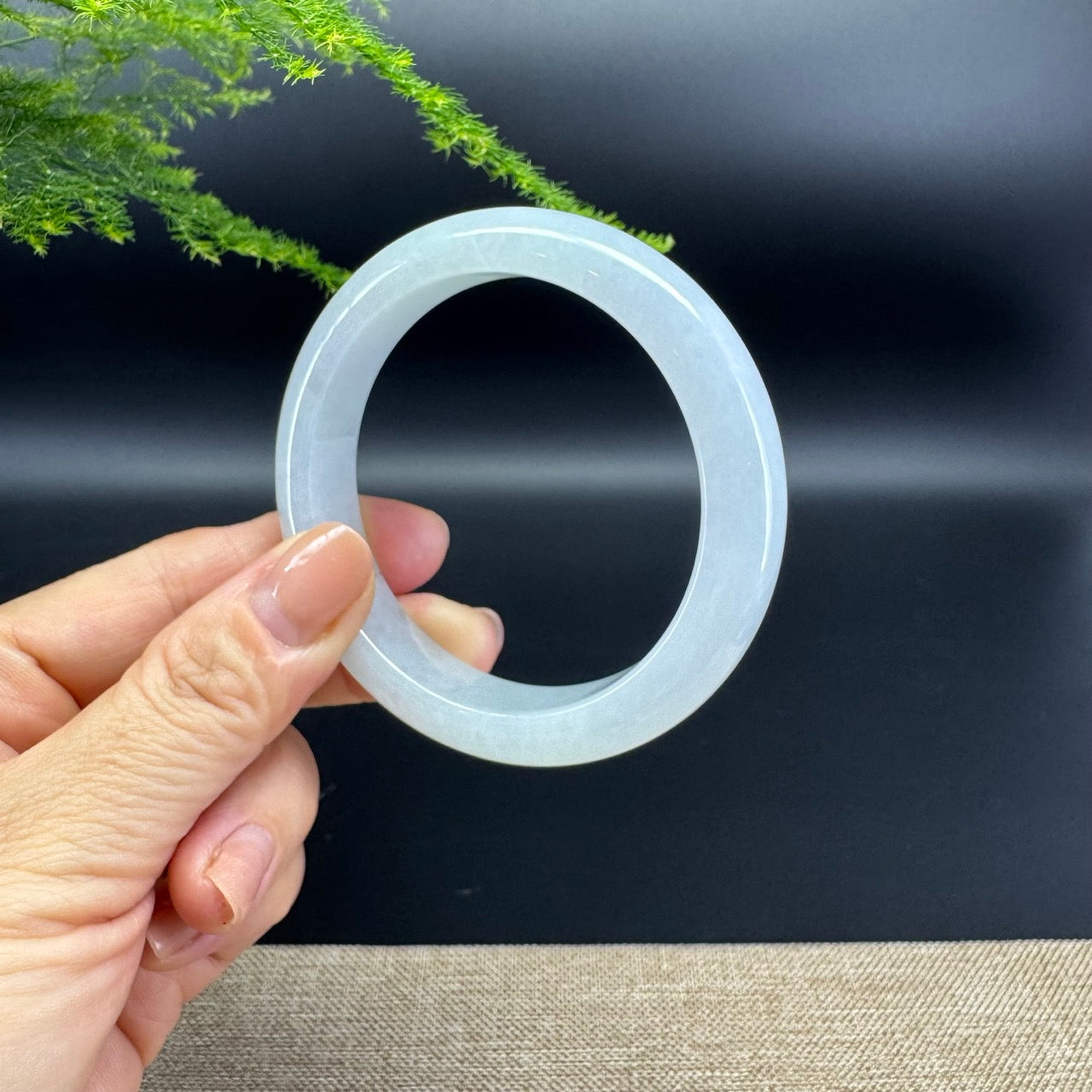 Genuine Burmese Lavender Green Jade Jadeite Bangle Bracelet ( 57.4mm )