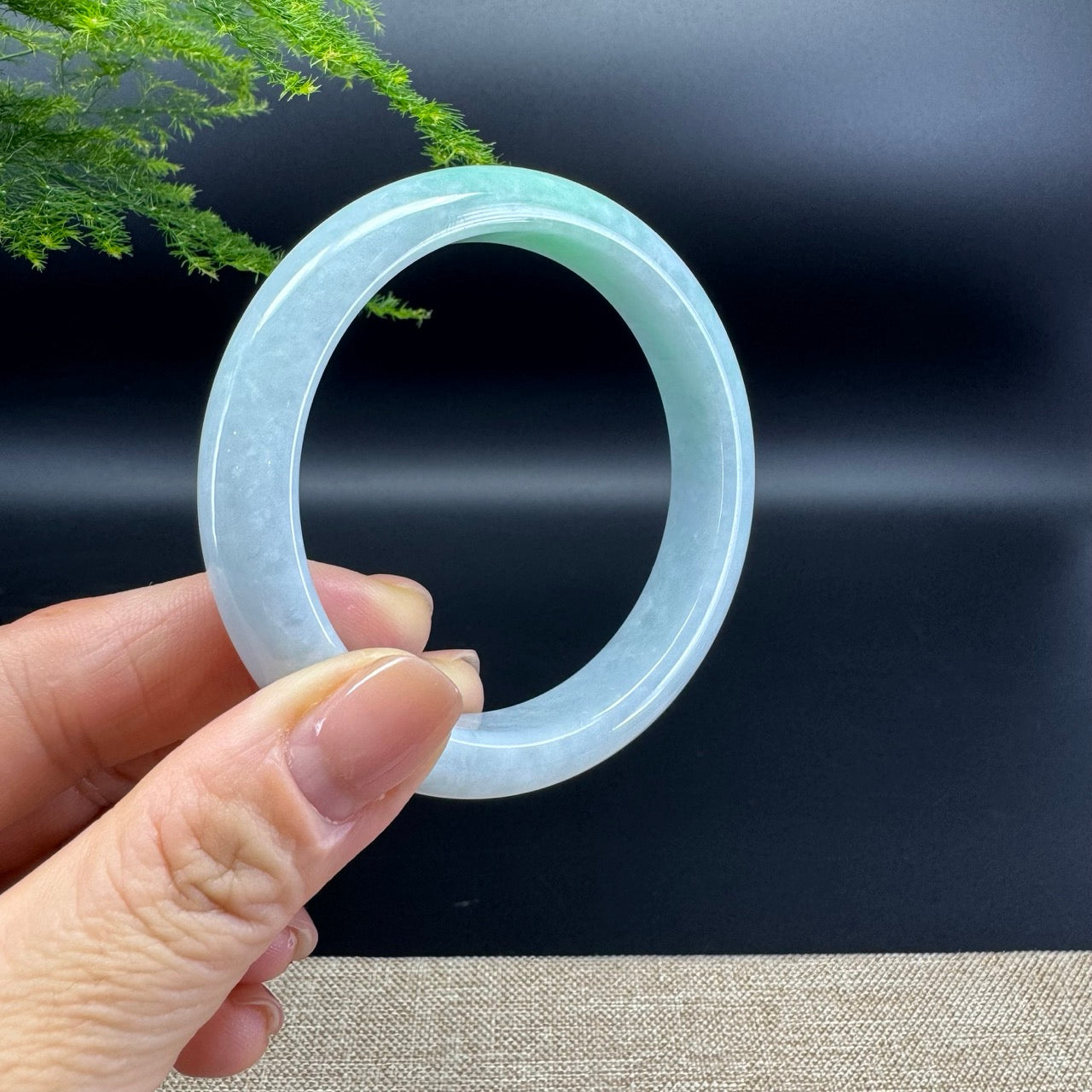Genuine Burmese Icy Green Jade Jadeite Bangle Bracelet ( 57mm )