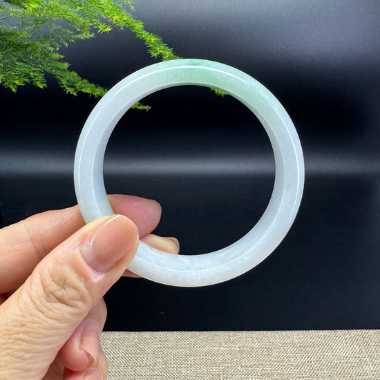 Genuine Burmese White Green Jade Jadeite Bangle Bracelet ( 57.5mm )