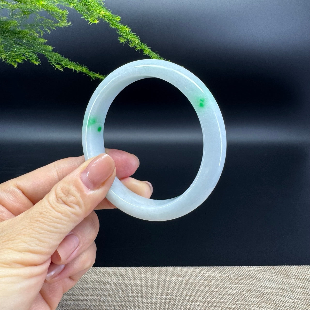 Genuine Burmese Green Jade Jadeite Bangle Bracelet (57.7mm)