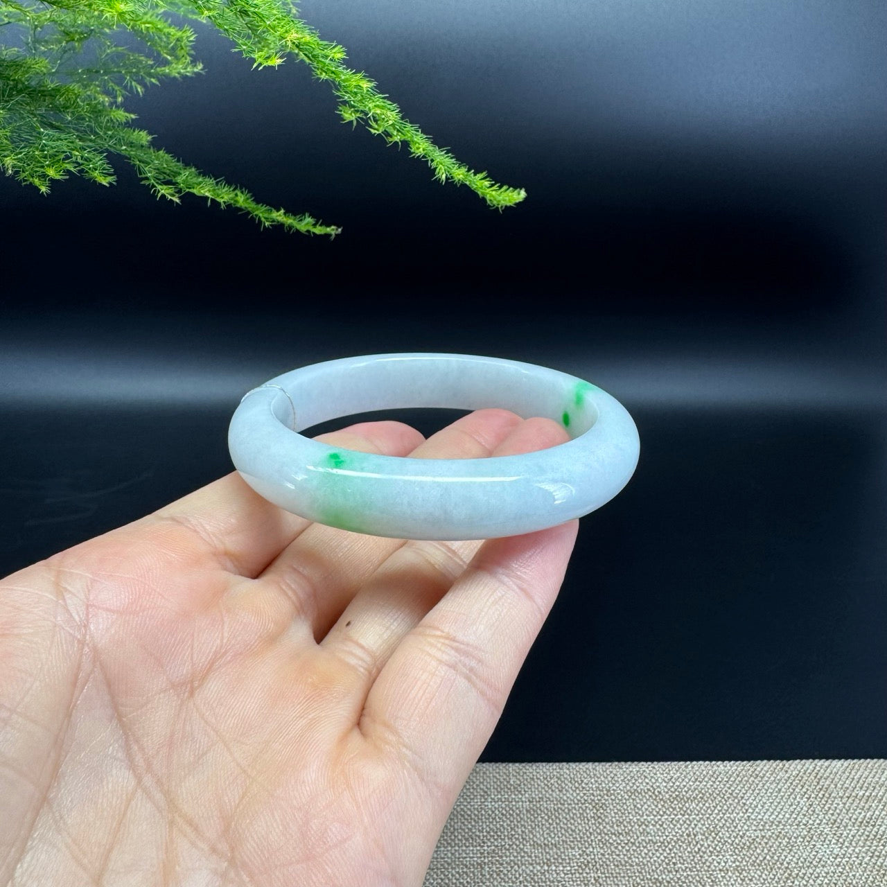 Genuine Burmese Green Jade Jadeite Bangle Bracelet (57.7mm)