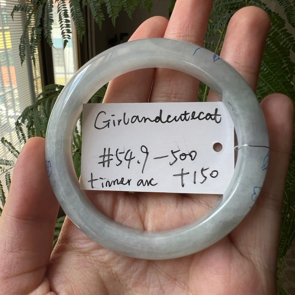 "Live" Natural Light Blue Green Jadeite Jade Bangle(Carving,Final)(05/24/26)