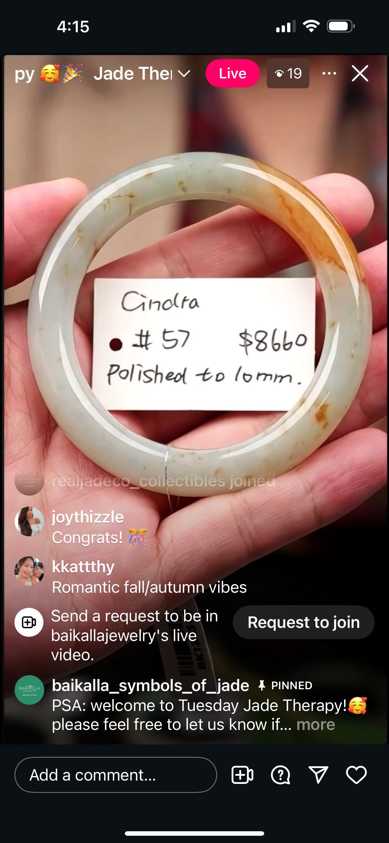 "Live" Natural Icy Honey Yellow Jadeite Jade Traditional Round Bangle (Polish to 10mm) (09/22/25)