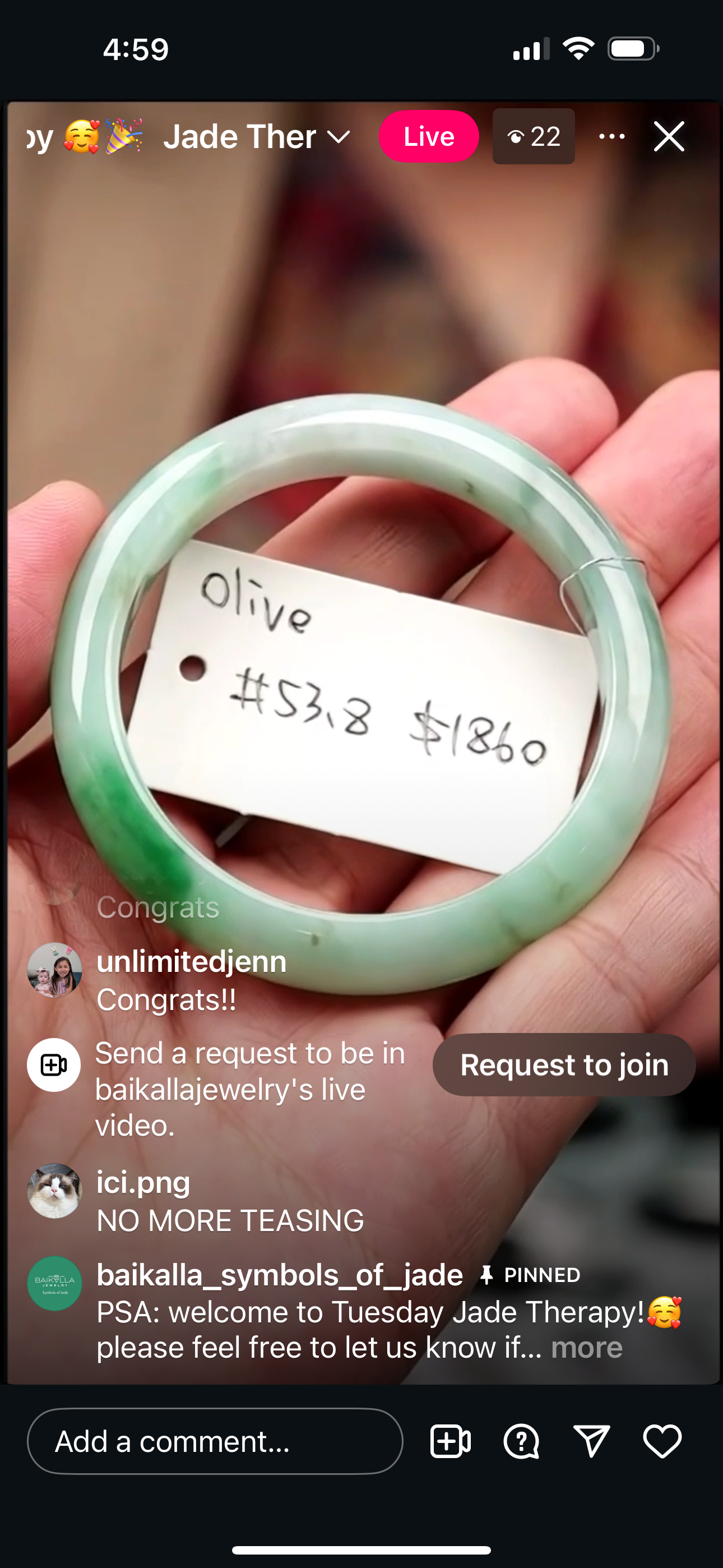 "Live" Natural Spicy Green Flower Jadeite Jade Comfort Fit Bangle (09/22/25)