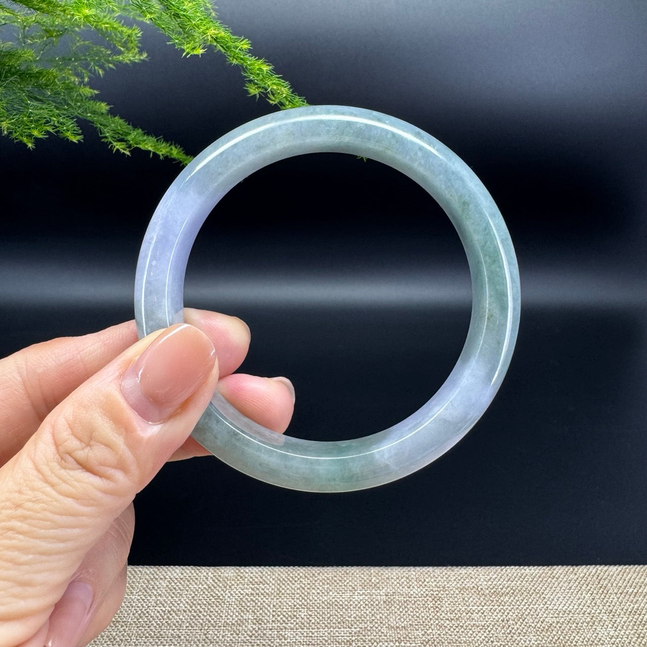 Genuine Burmese Lavender Green Jade Jadeite Bangle Bracelet ( 57.4mm )